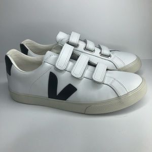 Veja 3 Lock Sneakers- White with Black V- Sz 9
